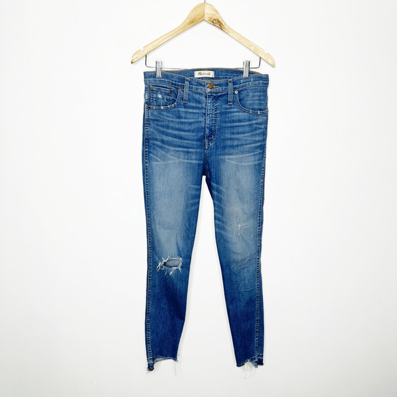 MADEWELL 10" High-Rise Skinny Jeans women's Drop Step-Hem medium blue J9400 28 - Picture 2 of 9